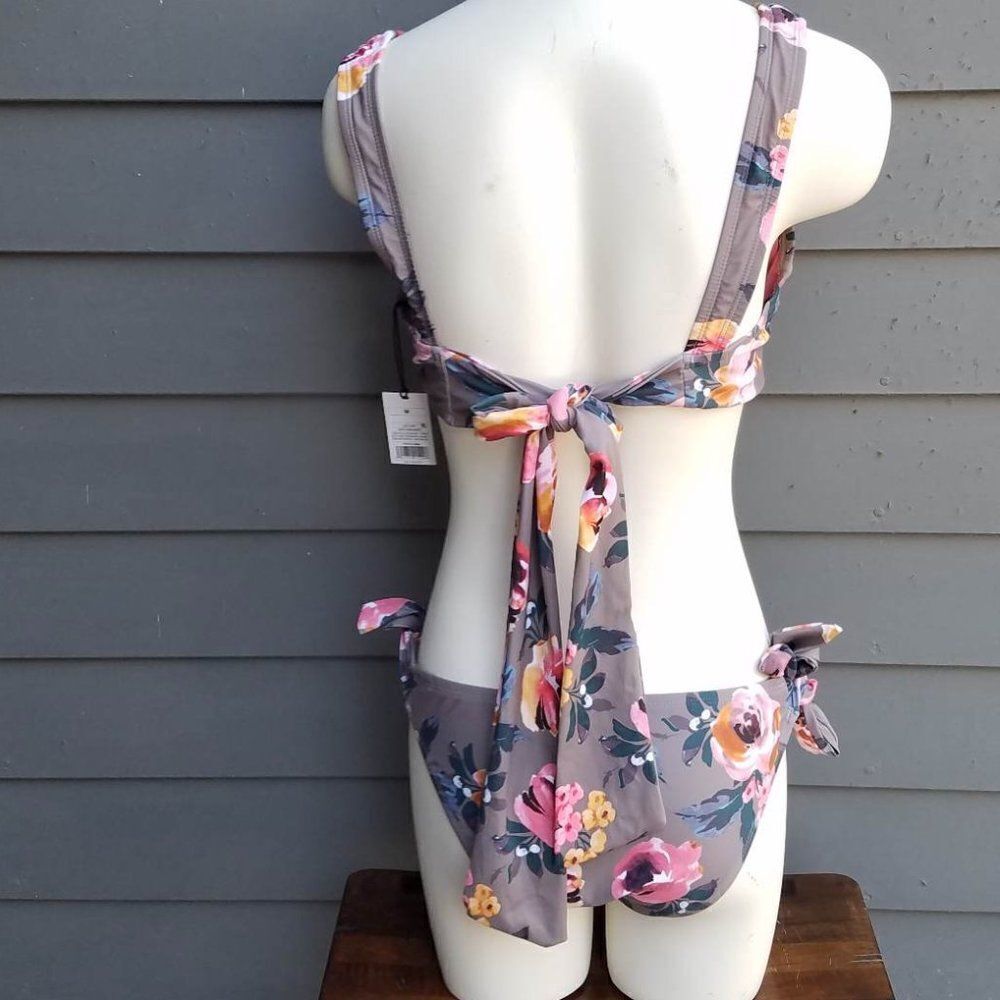 NWT Shade & Shore Taupe Floral Bikini size Medium - Picture 4 of 15
